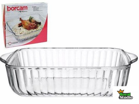 Jénai hőálló tál szögletes bordázott 3,2 l Borcam 59394/1081320