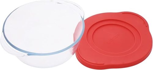 Jénai hőálló tál kerek műanyag tetővel 2,2L Borcam 59001/1109106