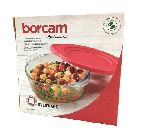 Jénai hőálló kerek tál műanyag tetővel 1,45L Borcam 59123/1109107