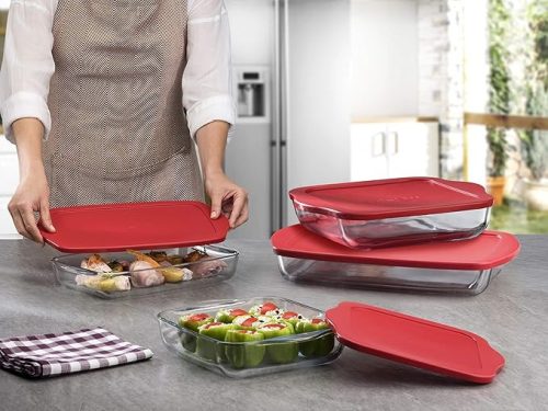 Jénai hőálló sütőtál szögletes műanyag tetővel 1,95L Borcam 59034/1093249