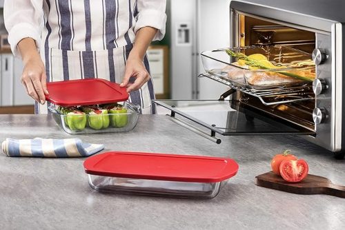 Jénai hőálló szögletes tál műanyag tetővel 1,95L Borcam 59006/1093247