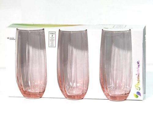Pohár long drink Linka rózsaszín 3db 500ml  420415/1090504