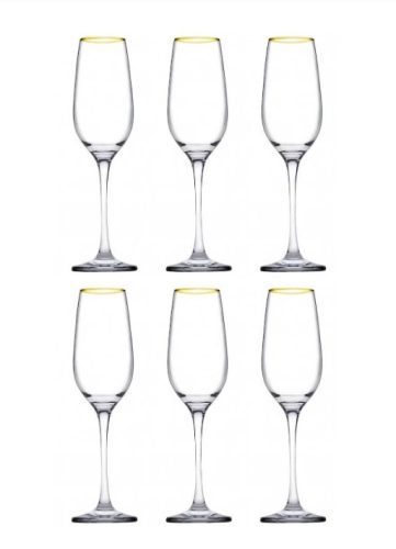 Pezsgős pohár aranyszélű Amber 200ml 6db 440295/1110594