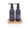 Szappanadagoló üveg 2db fa állvánnyal 330ml S-1253