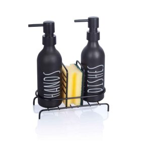   Szappanadagoló üveg 2db fém állvánnyal szivaccsal fehér 500ml S-1255