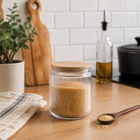 Üveg ételtároló vákuumos bambusz tetővel 1000ml S-2081
