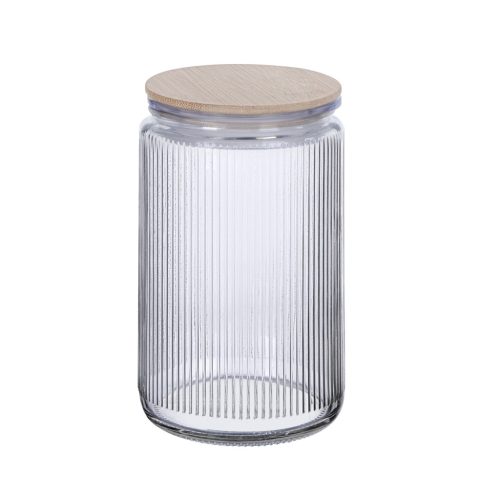 Üveg ételtároló vákuumos bambusz tetővel 1500ml S-2085