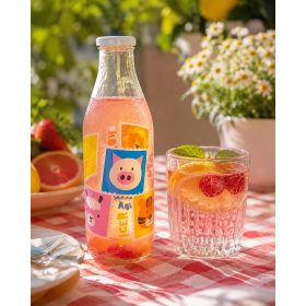 Üveg csavaros tetővel színes 1L M98990