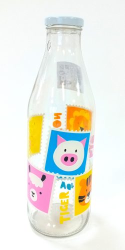 Üveg csavaros tetővel színes 1L M98990