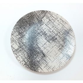 Tányér lapos kerámia 26cm kekete kocka mintás 18400