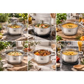 Lábas Inox üveg fedővel 7,4L Happy Cooking RS-1136