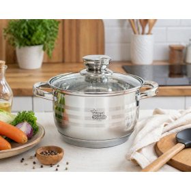 Lábas Inox 2,2L üveg fedővel Happy Cooking RS-1137