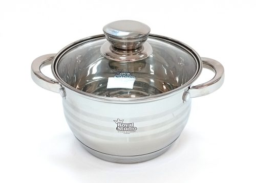Lábas Inox 2,2L üveg fedővel Happy Cooking RS-1137