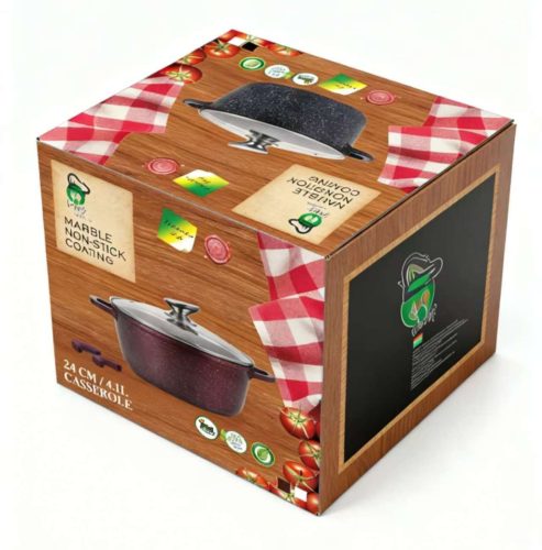 Lábas márvány bevonat 6L üveg fedővel Happy Cooking RS-1199