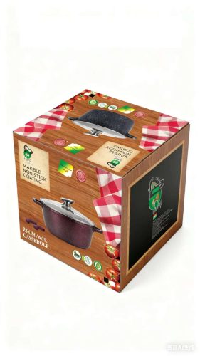 Lábas márvány bevonat 6L üveg fedővel Happy Cooking RS-1199