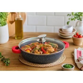   Lábas alacsony márvány bevonat 4,8L üveg fedővel Happy Cooking RS-1202