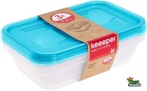 Ételtároló szett 3db 2,4L Fredo kék/átlátszó 3067963200000