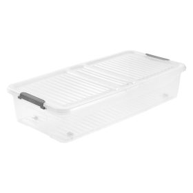   Tárolódoboz tetővel gurulós Leo 33L lapos átlátszó 1100000100000