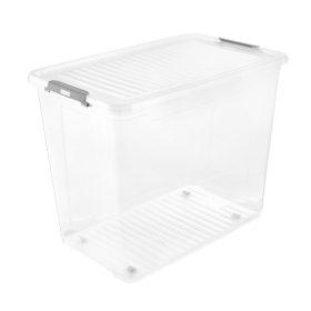   Tárolódoboz tetővel gurulós Leo 74L átlátszó 1100400100000 AKCIÓ
