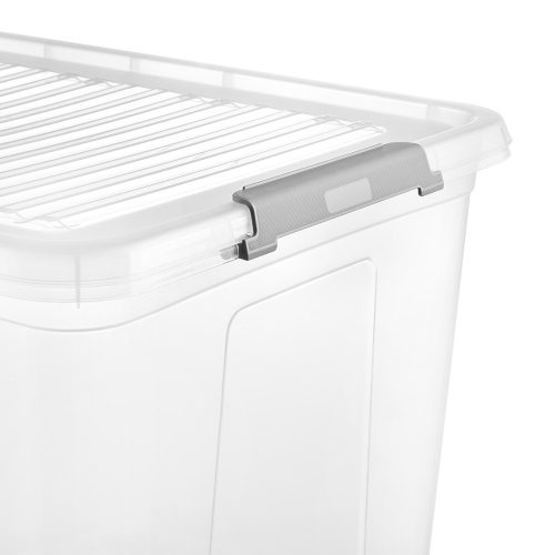 Tárolódoboz tetővel gurulós Leo 74L átlátszó 1100400100000 AKCIÓ