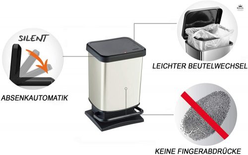 Szemetes pedálos 20L 29,3x26,6x45,7cm Paso fehér 1754011007