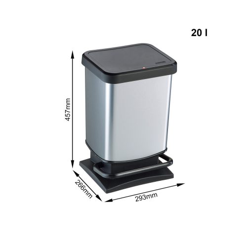 Szemetes pedálos 20L 29,3x26,6x45,7cm Paso ezüst 1754011005