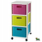   Komód A4 3fiókos 3x18L 37,5x32,5x71,2cm COUNTRY Fehér/Szines 1165499999RP