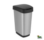   Szemetes billenő fedeles Art 50L 40,1x29,8x60,2cm TWIST Fekete/Metál ezüst 1167710264