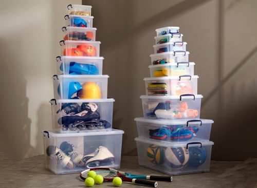 Tároló doboz tetővel átlátszó 30L gurulós Clear 30157