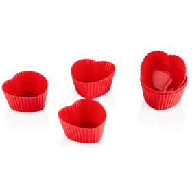 Szilikon szív alakú sütőforma 6db 7x7x3cm 30021