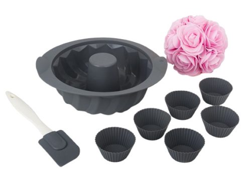 Szilikon szett kuglóf-muffin forma spatulával 30024