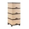 Komód rattan hatású 4fiókos 38x47x95cm bézs-barna OR-160