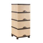   Komód Rattan hatású 4fiókos 38x47x95cm BÉZS/BARNA OR-160