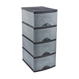   Komód rattan hatású 4 fiókos szürke-antracit OR-160 AKCIÓ