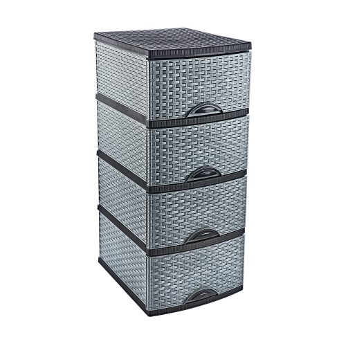 Komód rattan hatású 4fiókos 38x47x95cm szürke OR-160