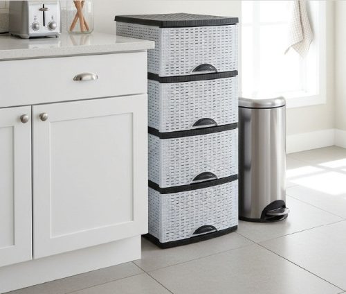 Komód rattan hatású 4 fiókos szürke-antracit OR-160 AKCIÓ