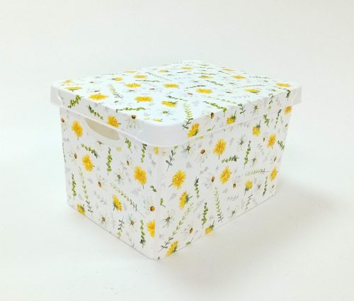 Tároló doboz tetővel 17L Virágos