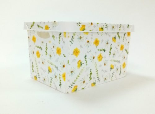 Tároló doboz tetővel 17L Virágos