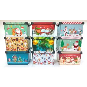 Karácsonyi mintás tároló doboz 20L AKCIÓ