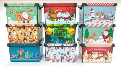 Karácsonyi mintás tároló doboz 20L AKCIÓ