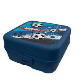 Uzsonnás doboz osztott kétszintes kék mintás 1L