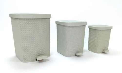 Szemetes pedálos 3db-os szett 8,0+12+22L kötött mintás 8157 AKCIÓ