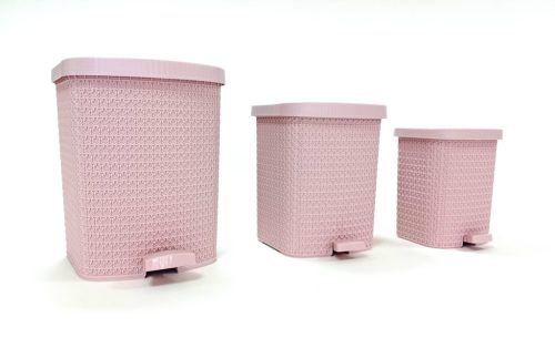 Szemetes pedálos 3db-os szett 8,0+12+22L kötött mintás 8157 AKCIÓ