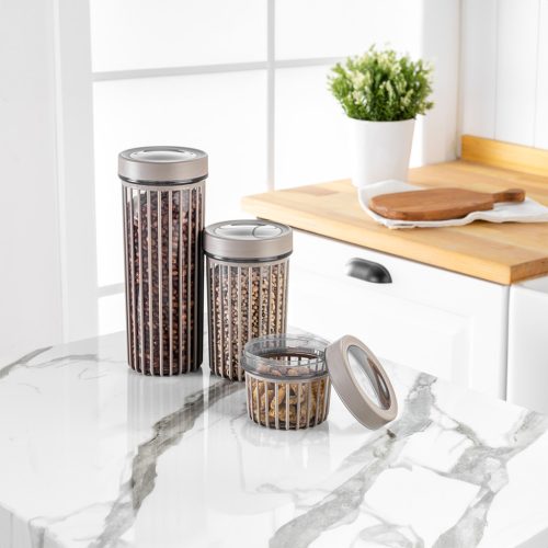 Fűszertartó kerek 3db 0,5+1,1+1,7L BNM-4313 AKCIÓ