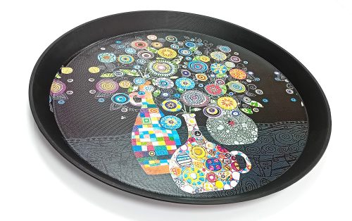 Tálca kerek vegyes dekor 46cm WASL-018