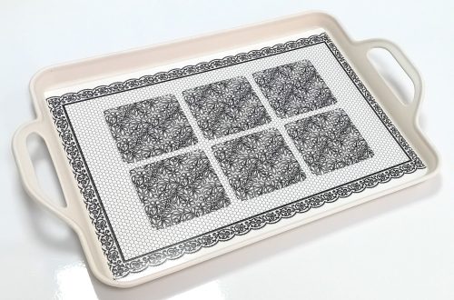 Tálca téglalap vegyes dekor 25,5x34 cm AS-123