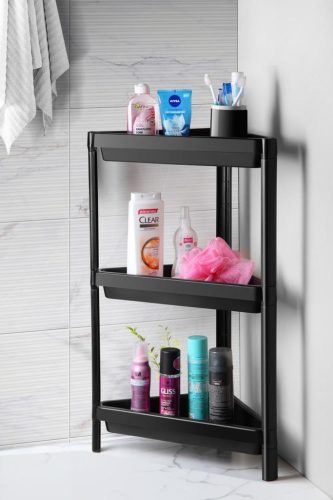 Álló polc sarok fekete műanyag 3 polcos SP-318 AKCIÓ