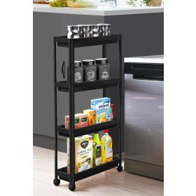 Gurulós polc fekete műanyag 4 polcos 190x540x1000mm SP-320