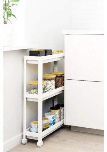 Gurulós polc fehér műanyag 3 polcos 190x540x710mm SP-311