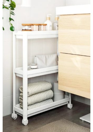 Gurulós polc fehér műanyag 3 polcos 190x540x710mm SP-311